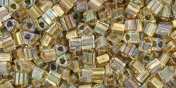 cc262 - Toho triangle beads 2.2mm inside colour crystal/gold lined (10g)