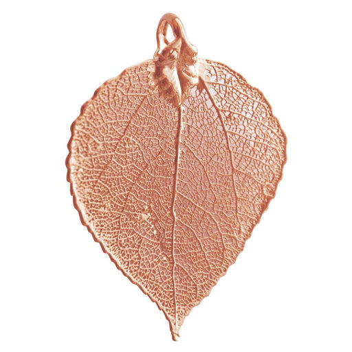 Real aspen leaf pendant rose gold 24K 50mm (1)