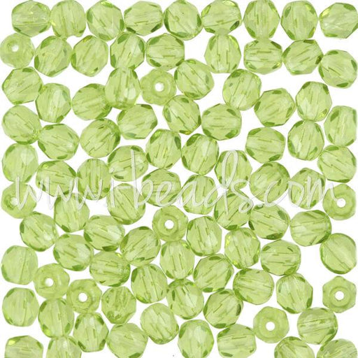 Czech fire-polished beads olivine 4mm (100)