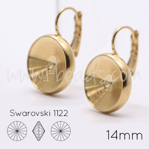 Fancy earring setting for Swarovski 1122 rivoli 14mm gold plated (2)