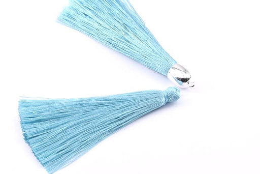 Nylon Tassel Pendants, Light blue, 67mm x 6mm (1)