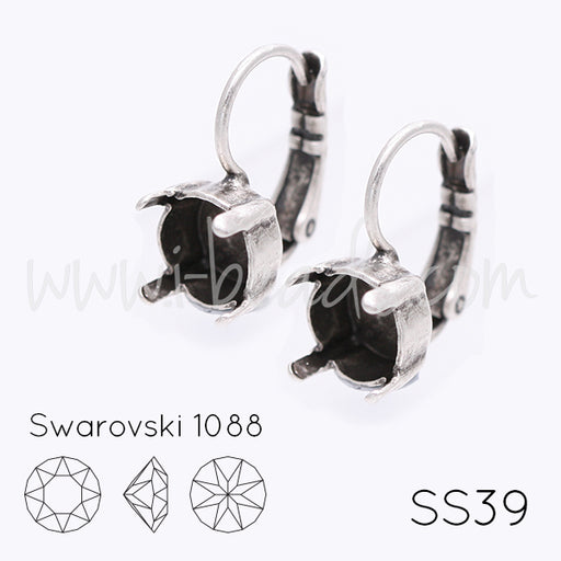 Earring setting for Swarovski 1088 SS39 antique silver plated (2)