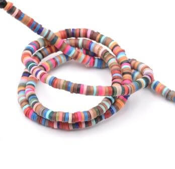 Heishi beads strand 3.5mm DARK MIXED Color polymer clay 40cm (1)