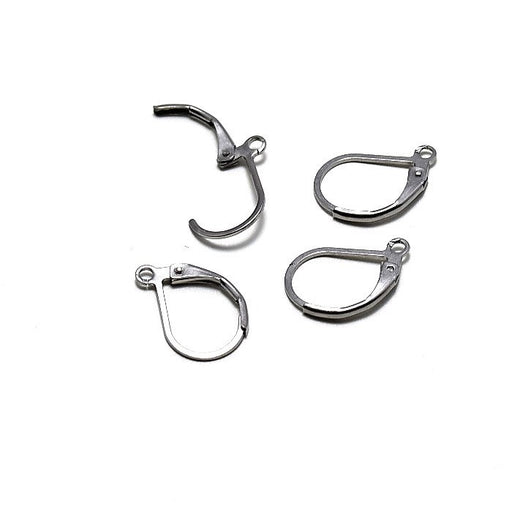 Buy Stainless Steel Leverback Earring- steel color 15.5x10x1.5mm (4)
