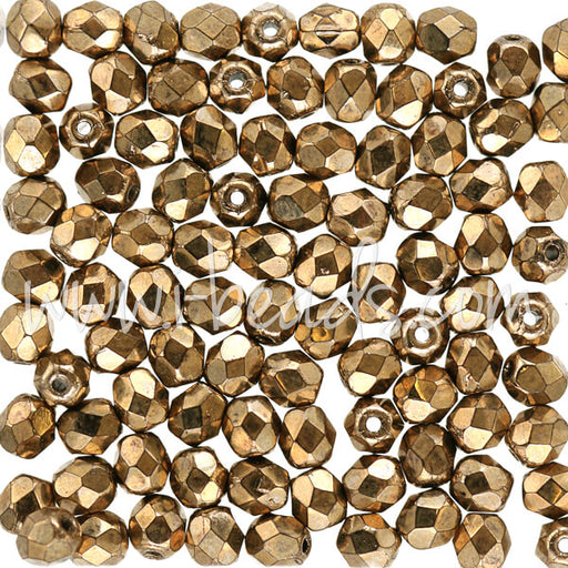 Buy Czech fire-polished beads bronze 4mm (100)