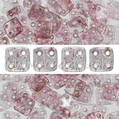 4 holes CzechMates QuadraTile 6mm Luster Transparent Topaz Pink (10g)