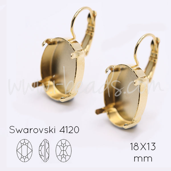 Earring setting for Swarovski 4120 18x13mm gold plated (2)