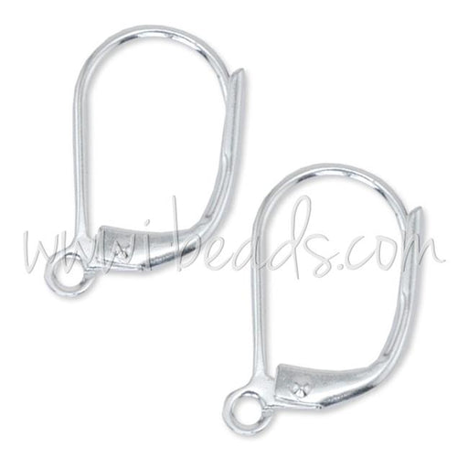 Buy 6 Leverback ear wire with open ring metal silver plated 14x10mm (6 units)