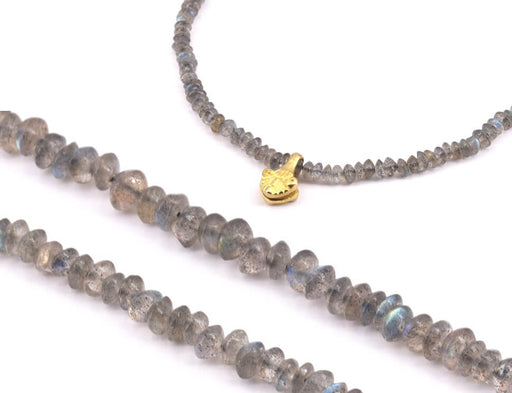 Heishi bicone Beads chips LABRADORITE- 4.5mm - hole 0.5mm, 39cm (1 strand)