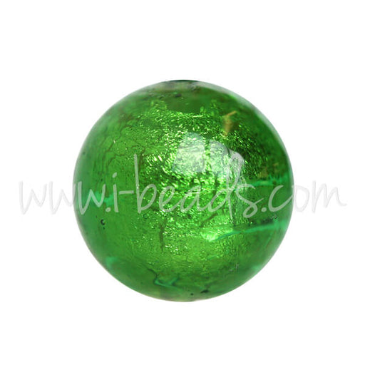 Buy Murano bead round green and gold 10mm (1)