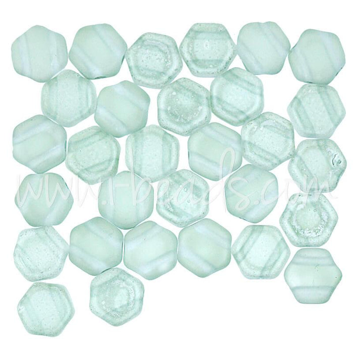 Honeycomb beads 6mm matte light green luster (30)