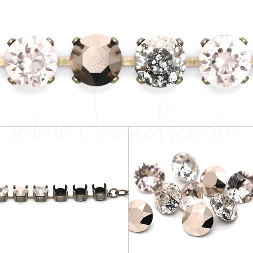 DIY Bracelet setting with Swarovski Crystal Xirius Rose Gold Patina mix