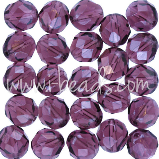 Buy Czech fire-polished beads amethyst 8mm (25)