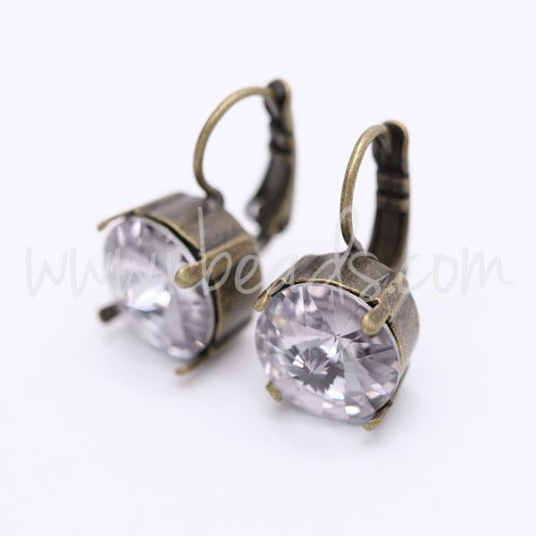 Earring setting for Swarovski 1122 rivoli SS47 brass (2)