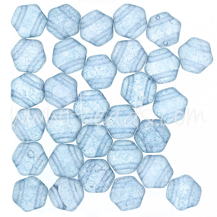 Honeycomb beads 6mm matte blue luster (30)