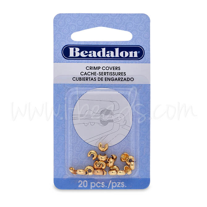 20 crimp covers pre-opened bead metal gold plated 4mm (1)