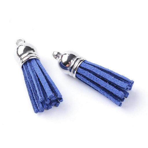 Buy Suede tassel BLUE 36mm and silver color cap (1)