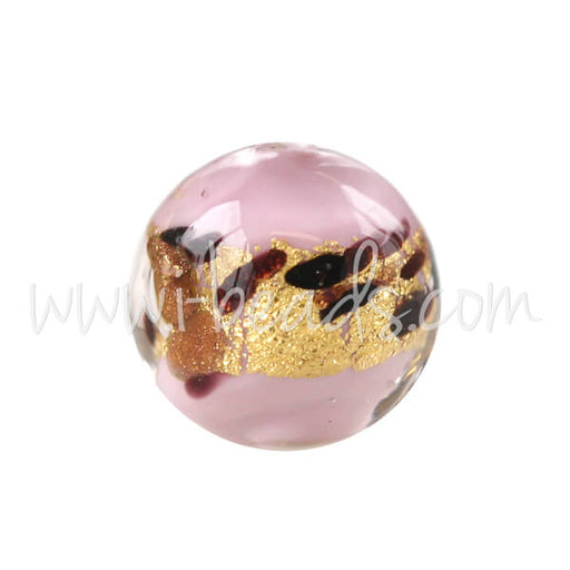 Murano bead round pink leopard 8mm (1)