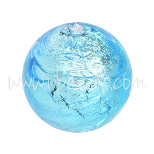 Buy Murano bead round aquamarine and silver 12mm (1)