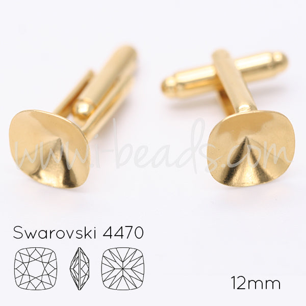 Cufflink setting for Swarovski 4470 12mm gold plated (2)