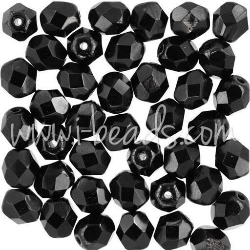 Buy Czech fire-polished beads jet 6mm (50)