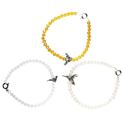 DIY sparkling birds and bees bracelet stack