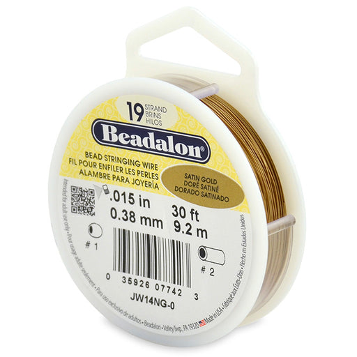 Beadalon bead stringing wire 19 strands satin gold 0.38mm, 9.2m (1)