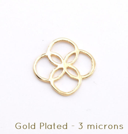 Flower in circle pendant link gold plated 3 microns gold 20mm (1)