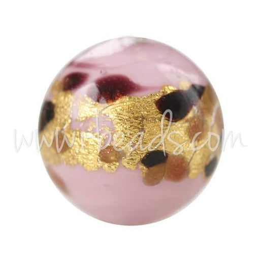 Murano bead round pink leopard 12mm (1)