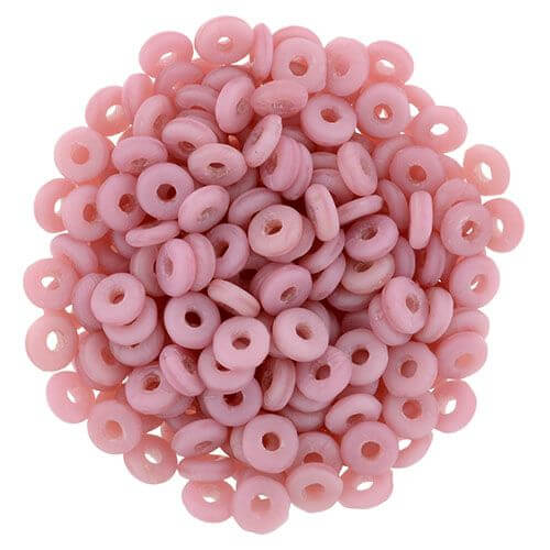 O beads 1x3.8mm Matte Coral Pink heishi (5g)