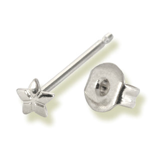 Bead stud earring flower setting metal silver plated (2)
