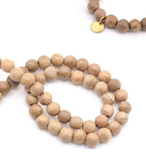 Wooden beads, round, Natural, 6mm, hole: 1mm, approx 63 pcs (1 strand)
