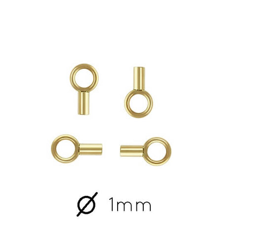 Crimp clasps for thin chain and cord 1mm Gold (2)