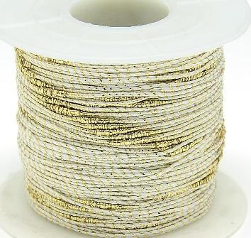 Fancy polyester cotton cord white and gold thread 1-1.5mm (3m)