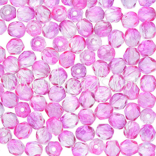 Perles facettes de bohème coated hot pink 4mm (100)