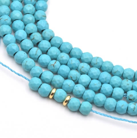 Buy Reconstructed Turquoise faceted, 4mm, hole 1mm approx: 90 beads (sold by 1 strand)