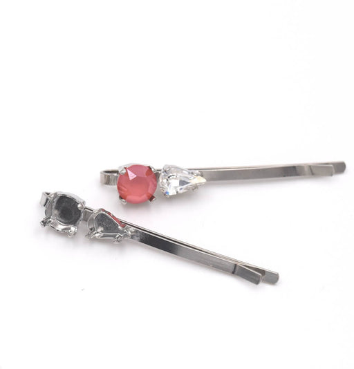 Hair pin setting Platinum rhodium plated for 4328 10mm and 1088 SS39 - 5.1cm (1)