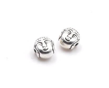 Buddha bead metal antique silver plated 8mm Horizontal hole(2)