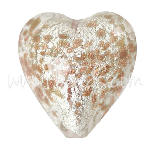 Buy Murano bead heart gold and silver 20mm (1)