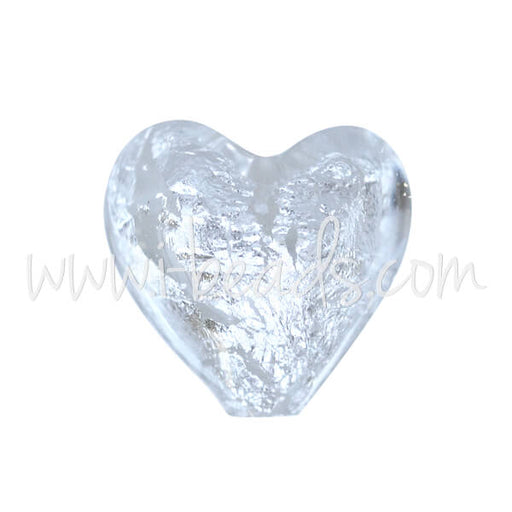 Buy Murano bead heart crystal and silver 10mm (1)