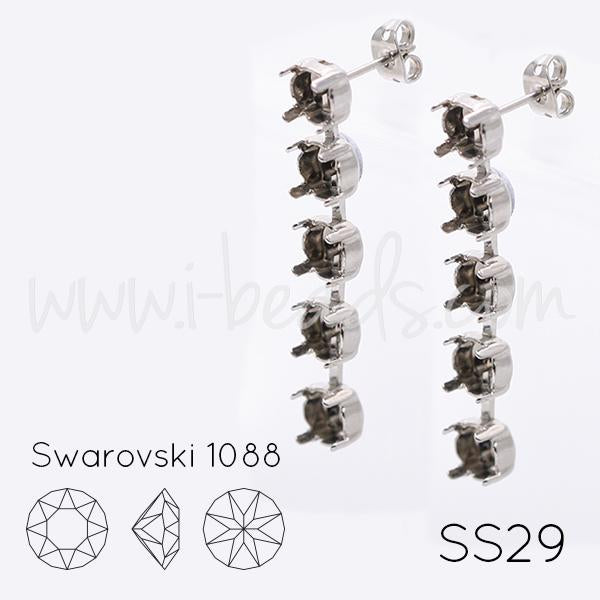 Earring setting for 5 Swarovski 1088 SS29 rhodium (2)