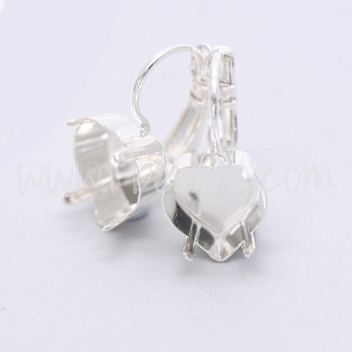 Buy Earring setting for Swarovski heart 4831 11mm silver plated (2)