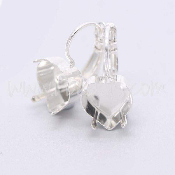 Earring setting for Swarovski heart 4831 11mm silver plated (2)