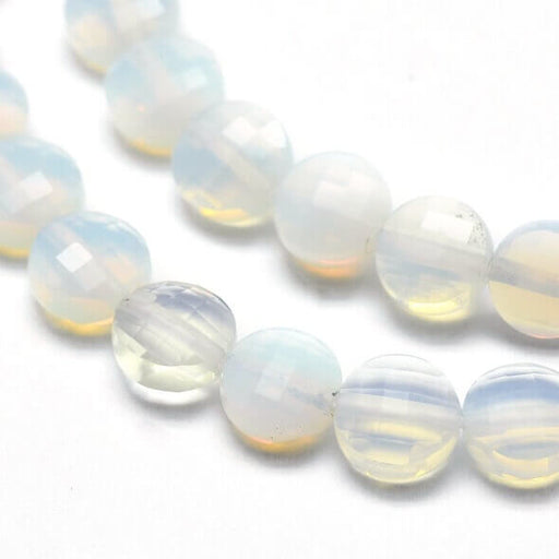 Opalite flat round facetted beads 6mm hole: 1mm (10)