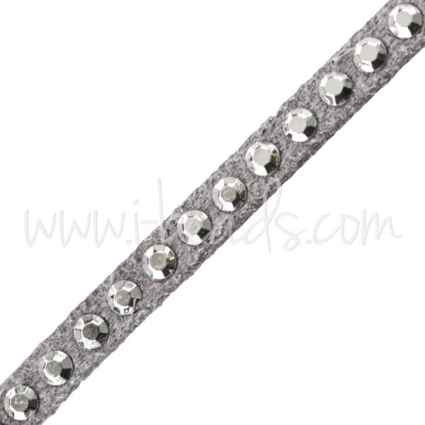 suede cord with silver rivets grey 3mm (1m)