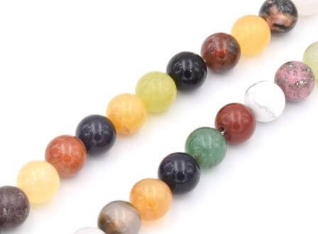 Mixed gemstones round beads 10mm strand (1)