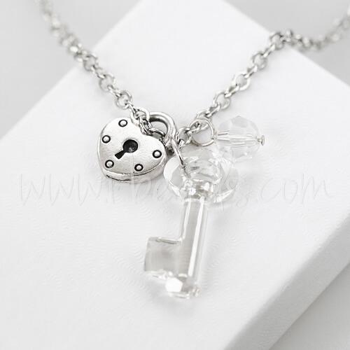 DIY Key to my heart Swarovski crystal necklace
