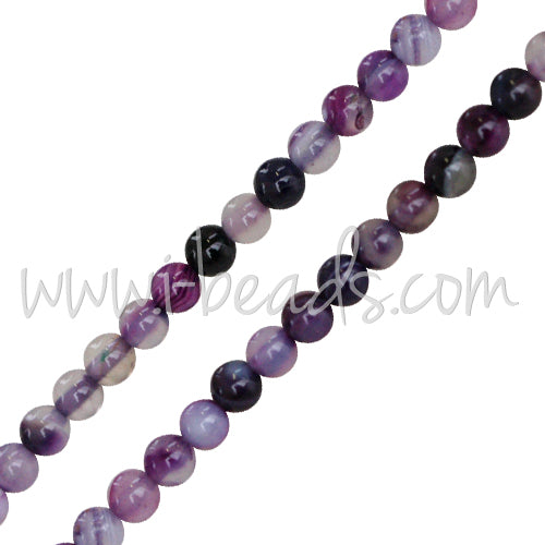 Stripe Agate Purple Round beads 4mm strand (1)