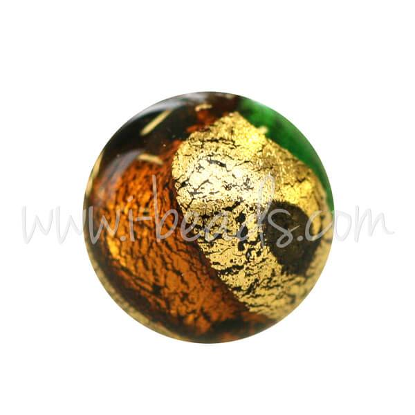 Murano bead round multicolour mix and gold 10mm (1)