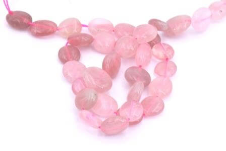 Nuggets beads Natural Rose quartz Beads flat and round 8-12mm hole 0.8mm (1 strand)